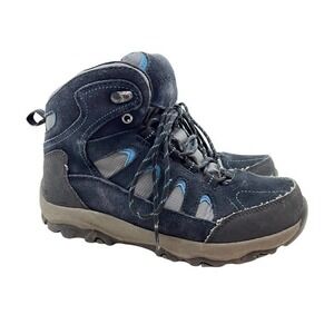 Lands End Womens Navy blue Hiking Walking Mud Boots lace up cushioned size 7.5